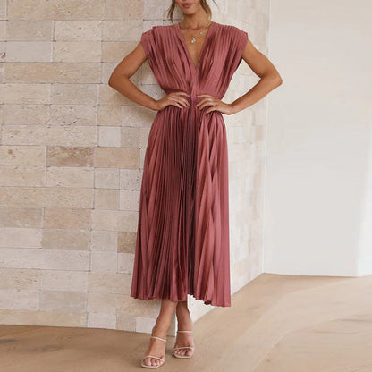Classic V-Neck Summer Dress for Women - Vossary