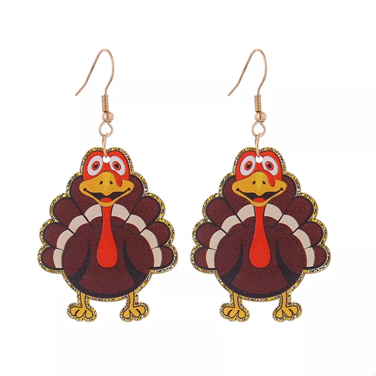 Fall Harvest Turkey Drop Earrings