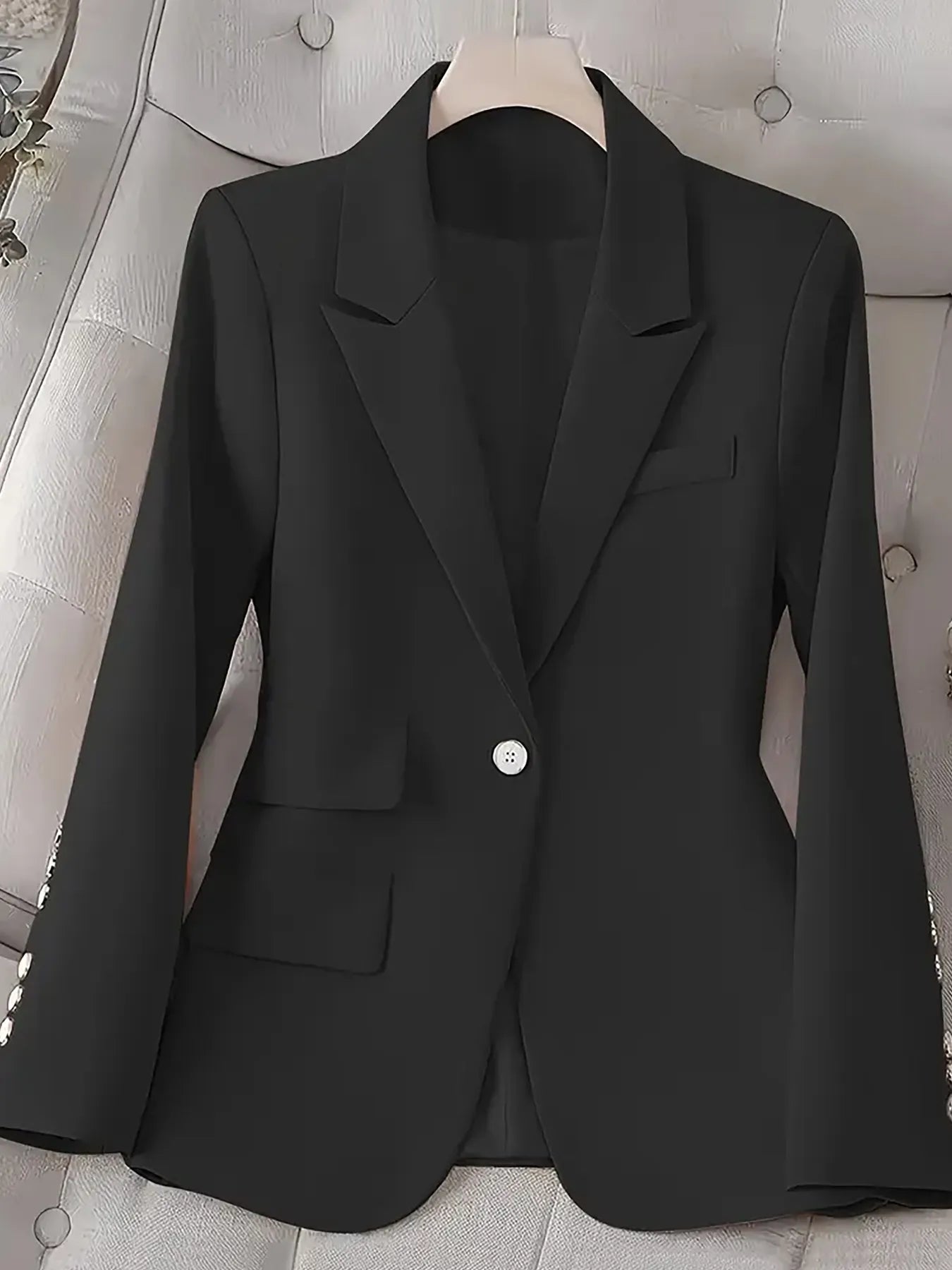 Classic One Button Long Blazer