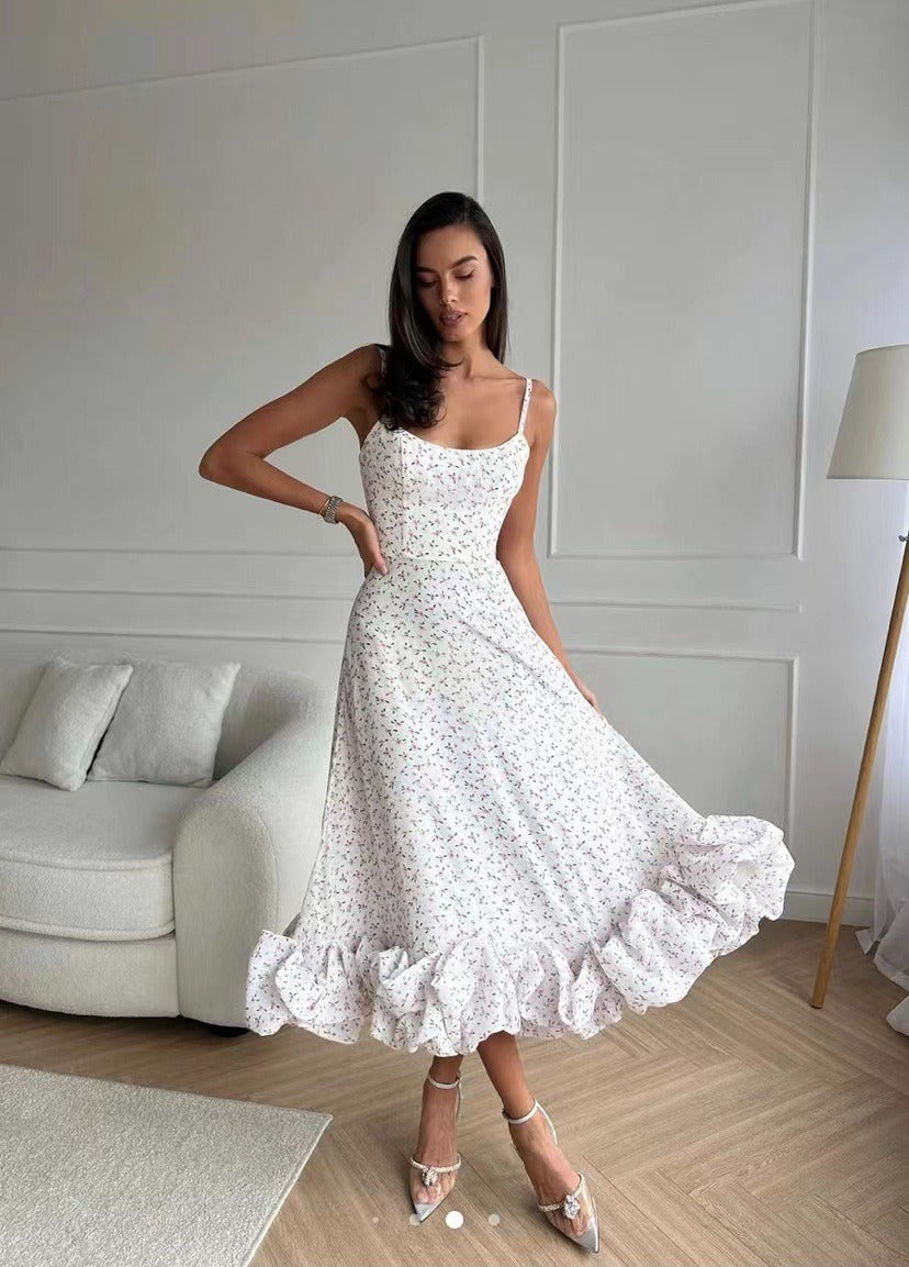 Beautiful Ruffled Formal Midi Dress
