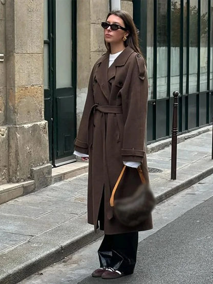 Classic Double Breasted Long Wool Coat