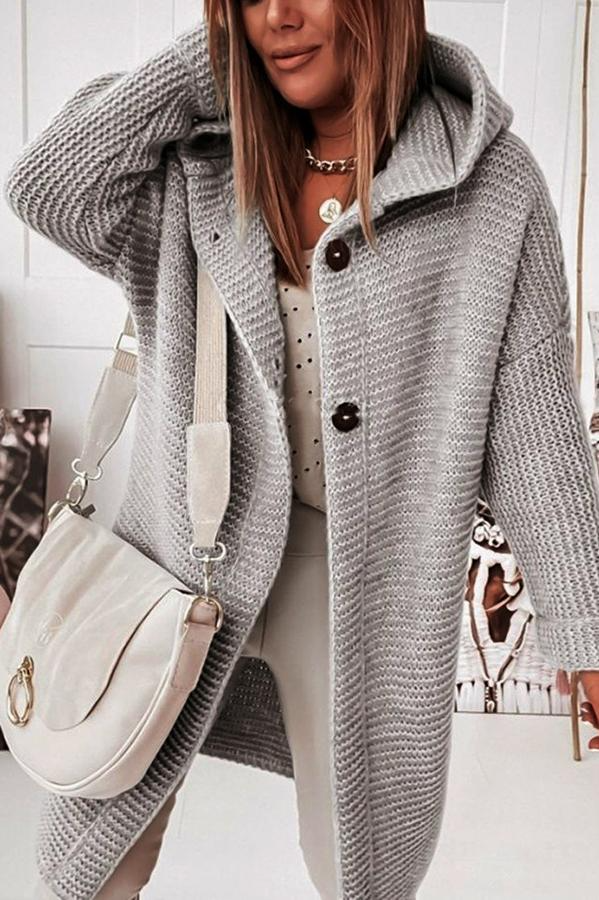 Cozy Long Hooded Button Cardigan Sweater
