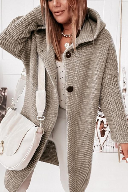 Cozy Long Hooded Button Cardigan Sweater