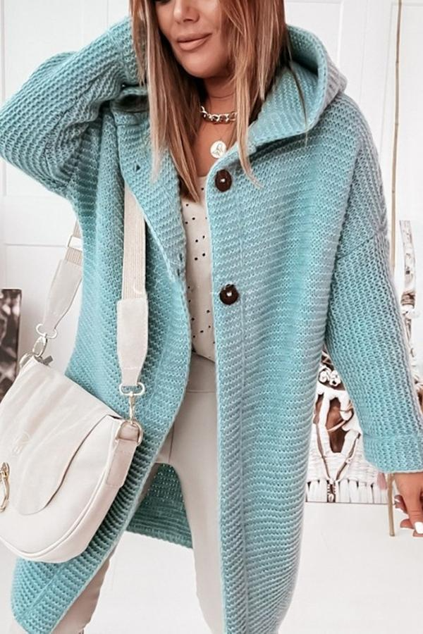 Cozy Long Hooded Button Cardigan Sweater - EasyApparels