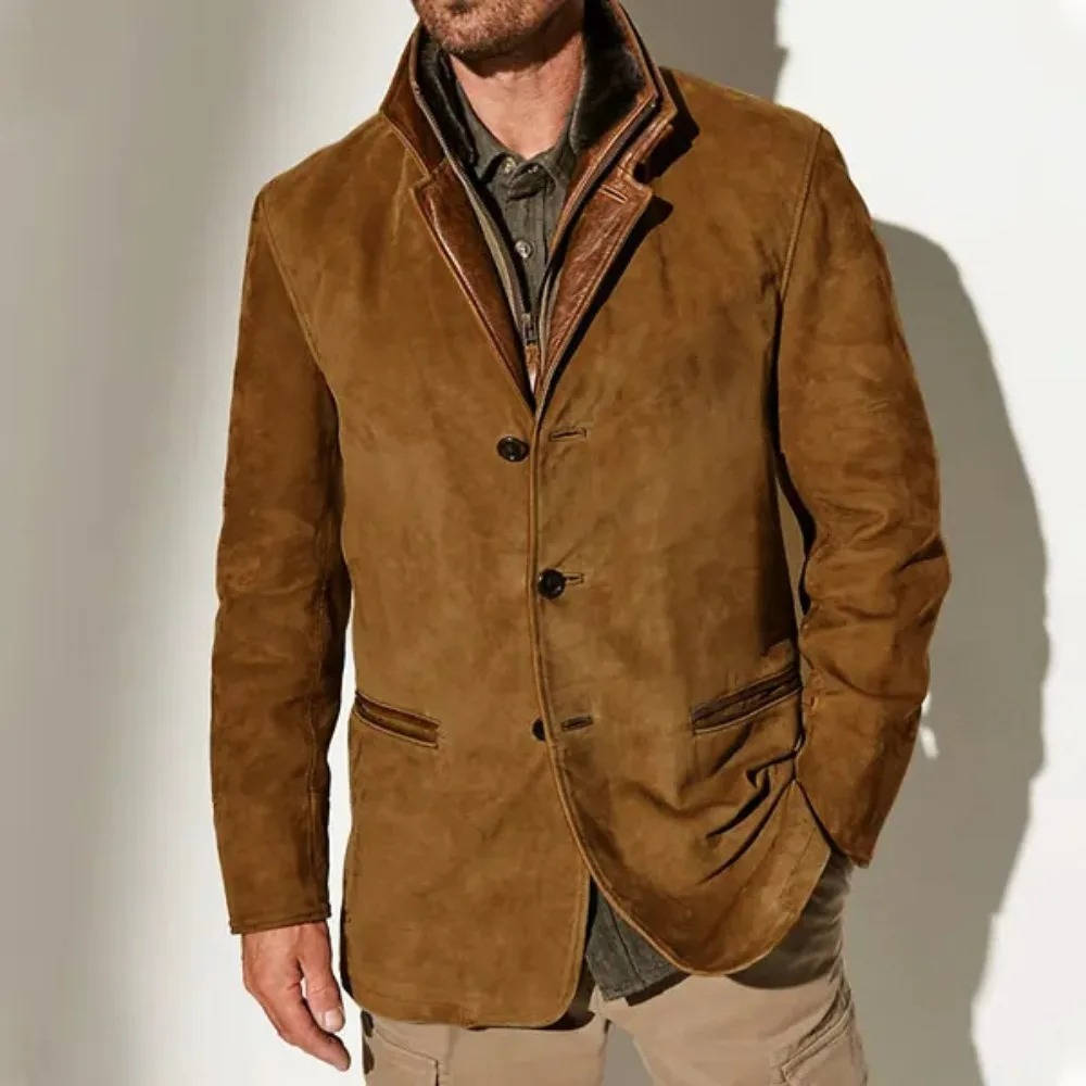 Luxury Suede Mens Coat Jacket