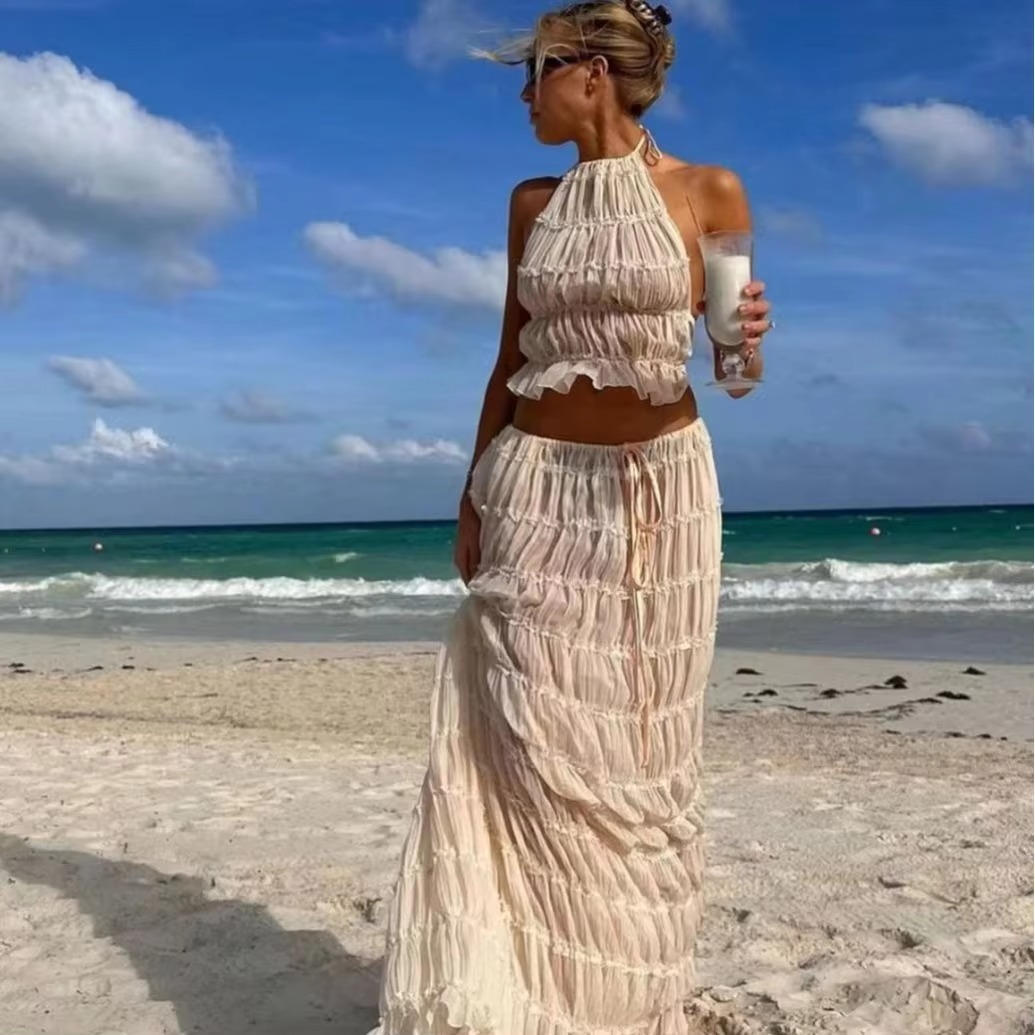 Flowy Strapless Long Summer Dress - EasyApparels
