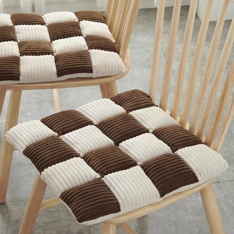 Soft Plush Checkered Chair Cushion
