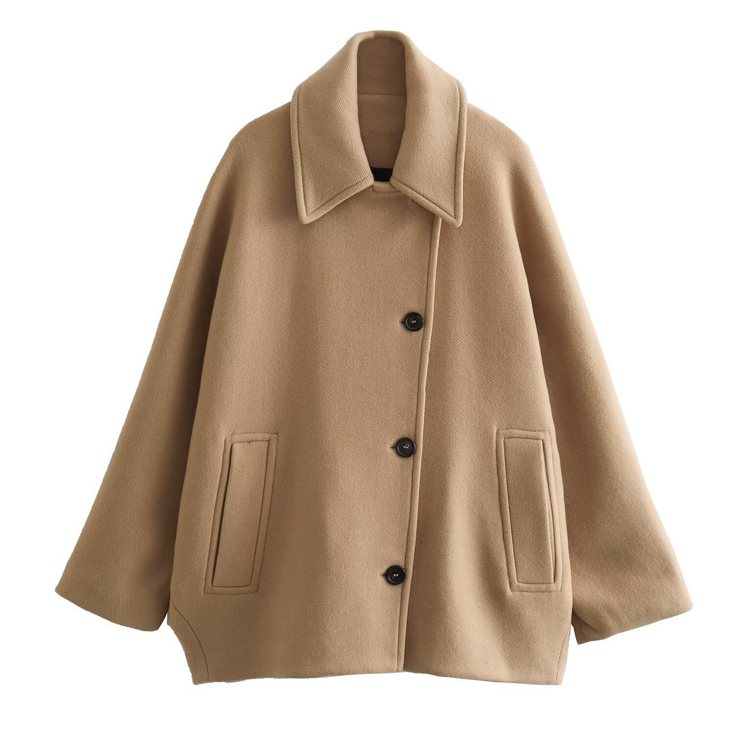 Ladies Long Wool Coat with Button Front