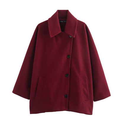 Ladies Long Wool Coat with Button Front