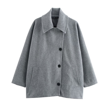 Ladies Long Wool Coat with Button Front