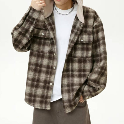 Comfortable Hoodie Plaid Shirt - EasyApparels