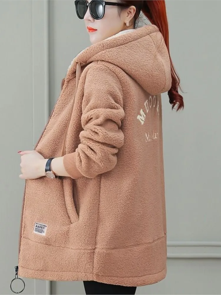 Women's Warm Fleece Hooded Zip Coat