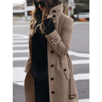 Women's Slim Fit Wool Long Coat - EasyApparels