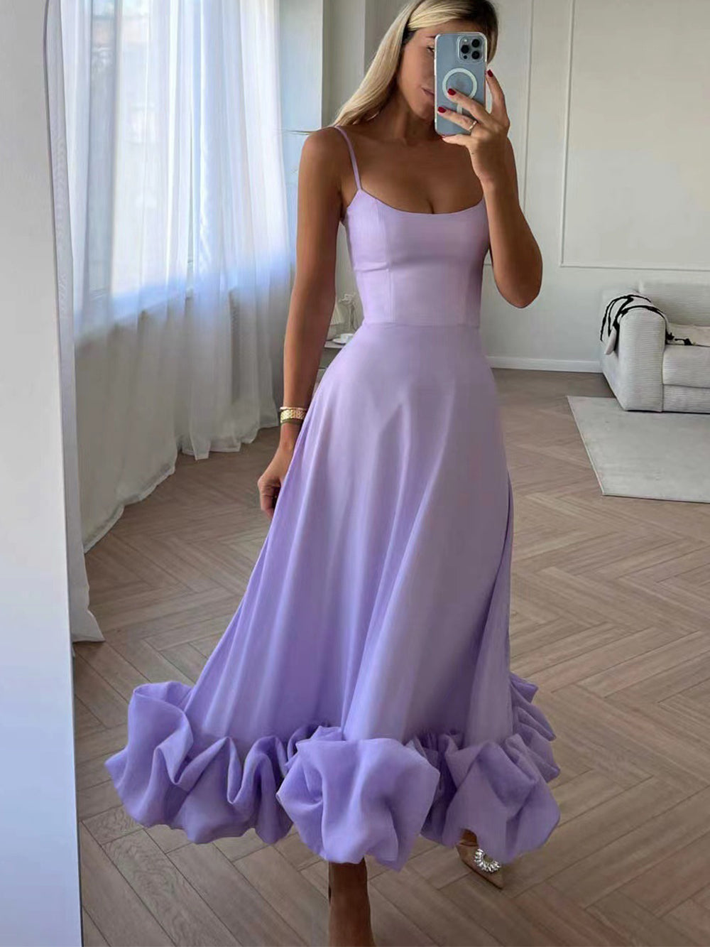Beautiful Ruffled Formal Midi Dress
