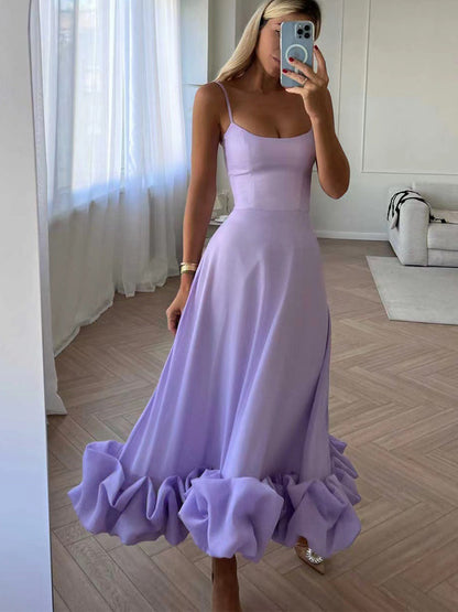 Beautiful Ruffled Formal Midi Dress