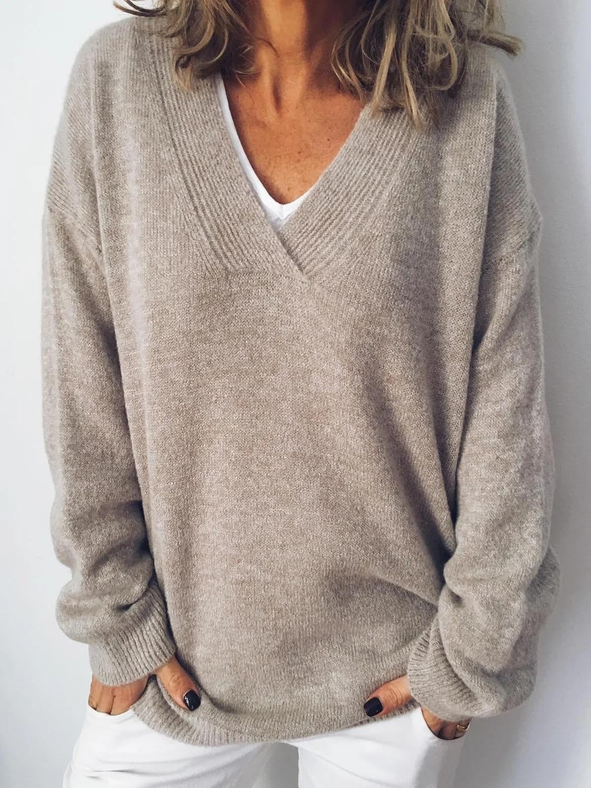 Soft Peach Crew Neck Sweater - Vossary