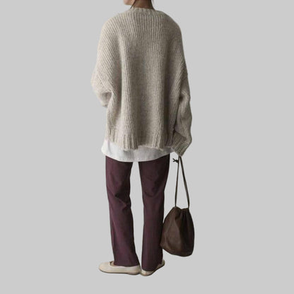 Cozy Cream Crew-Neck Sweater – Casual Daily Wear