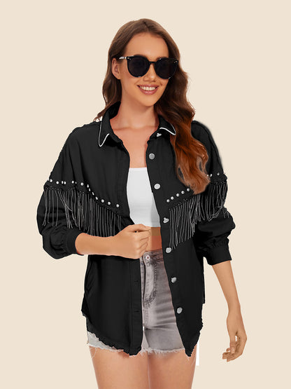 Ripped Edge Distressed Denim Jacket