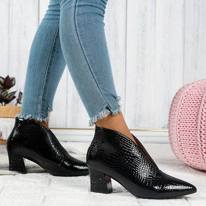 Women's Distressed Ankle Boots with Low Heel