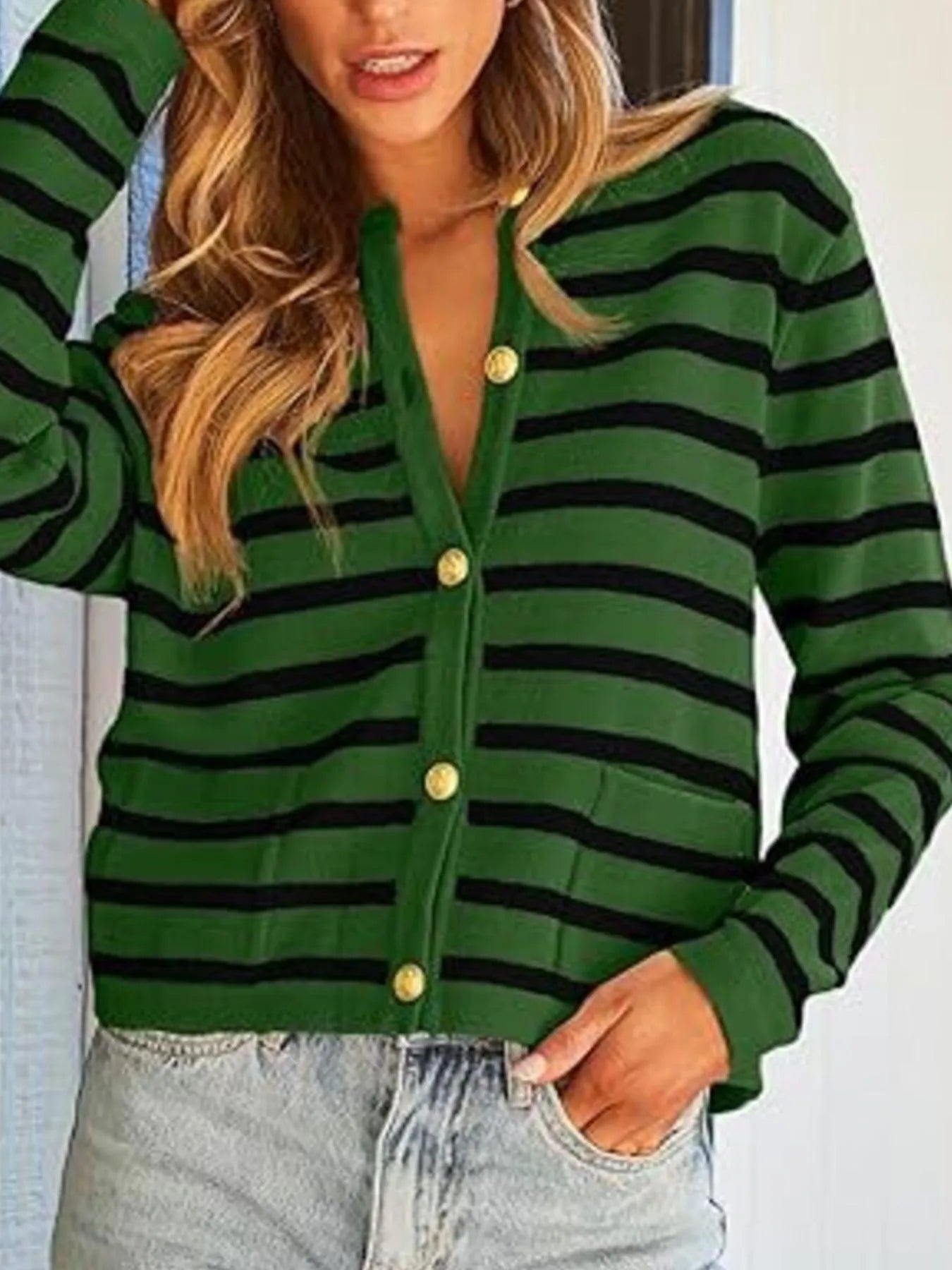 Classic Patterned Open Front Sweater