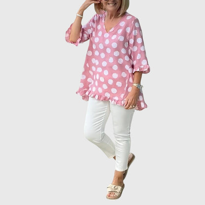 Women's Lightweight Pink Peasant Blouse - Vossary