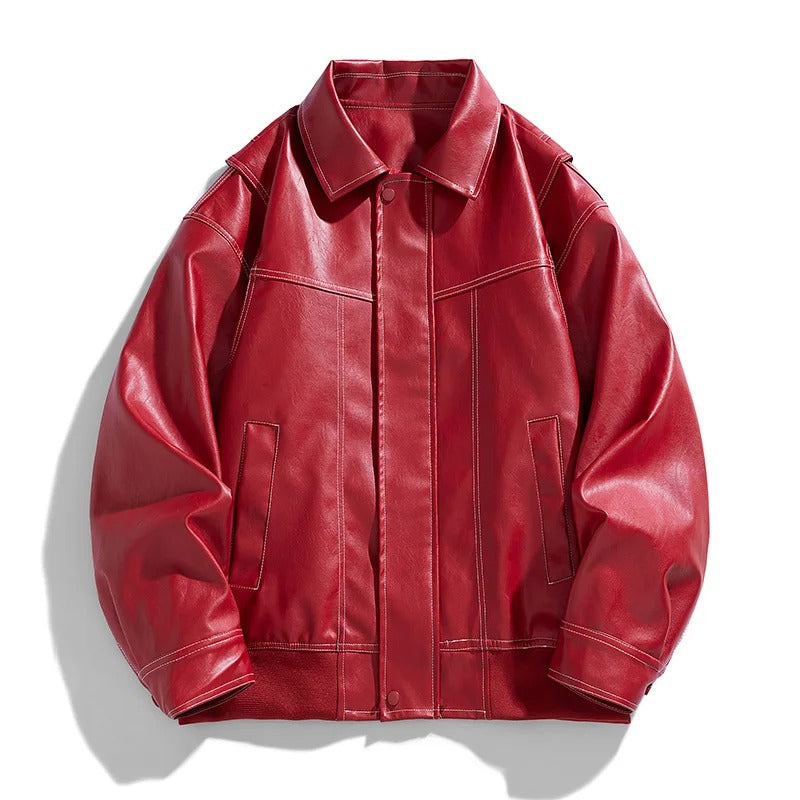 Stylish Men's Large Leather Aviation Jacket