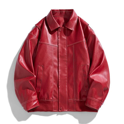 Stylish Men's Large Leather Aviation Jacket