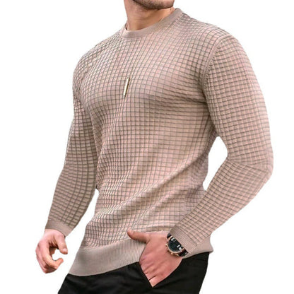 Comfortable Men's Waffle Crew Neck Sweater