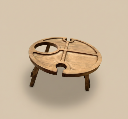 Compact Wooden Dining Table with Wine Storage