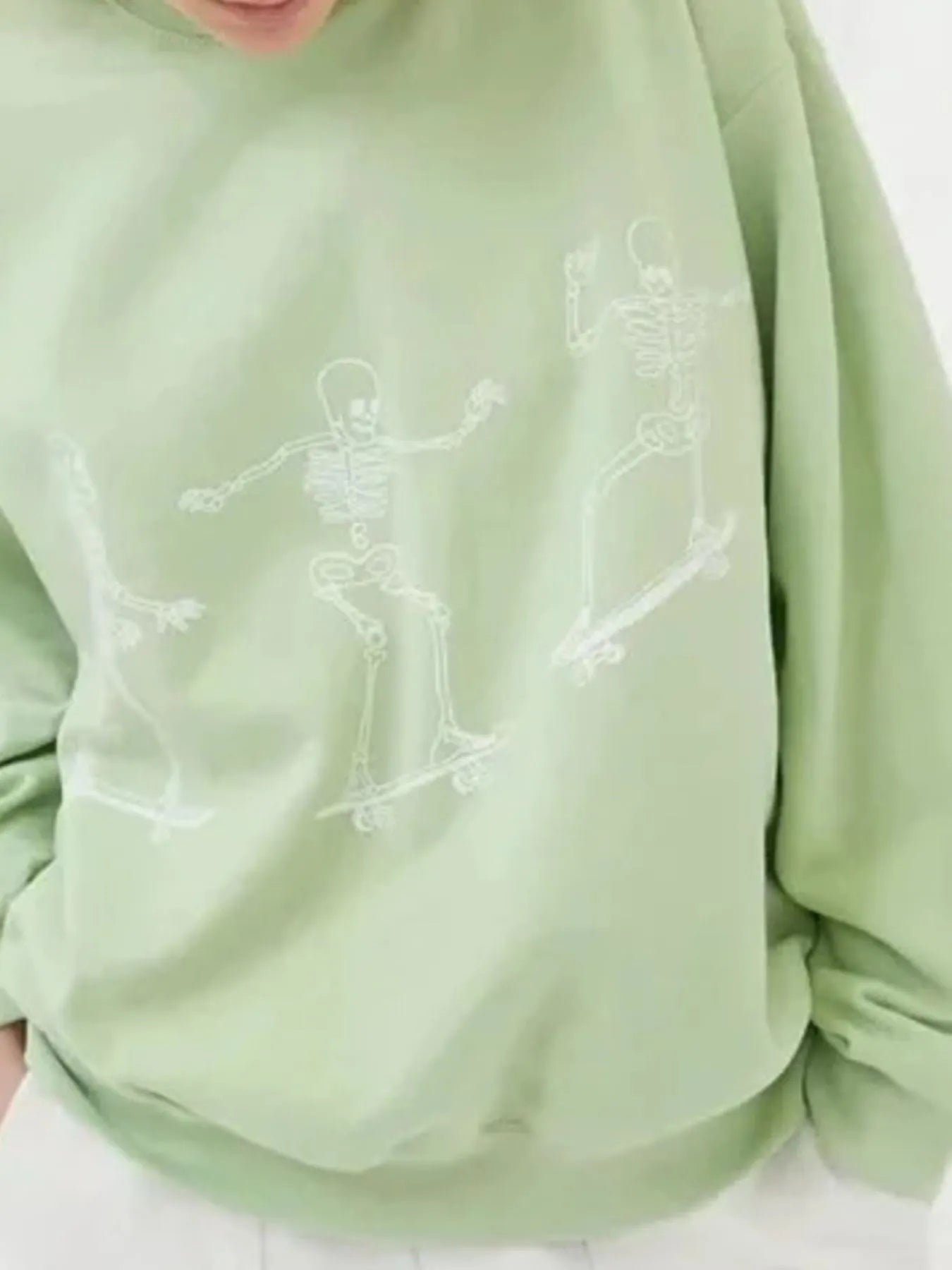 Trendy Skull Large Crew Neck Sweatshirt