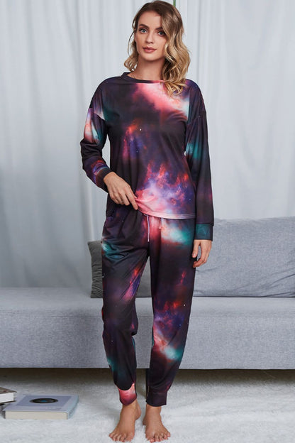 Colorful Dyed Sweatshirt and Elastic Waist Jogger Set - EasyApparels