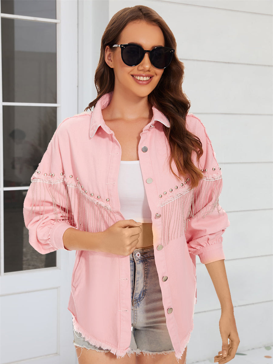 Ripped Edge Distressed Denim Jacket - EasyApparels