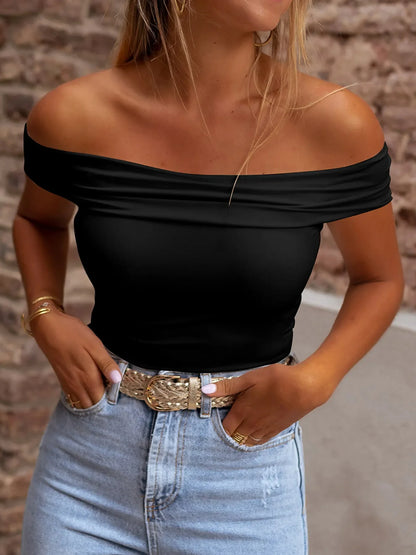 Casual Draped Cold Shoulder Tee