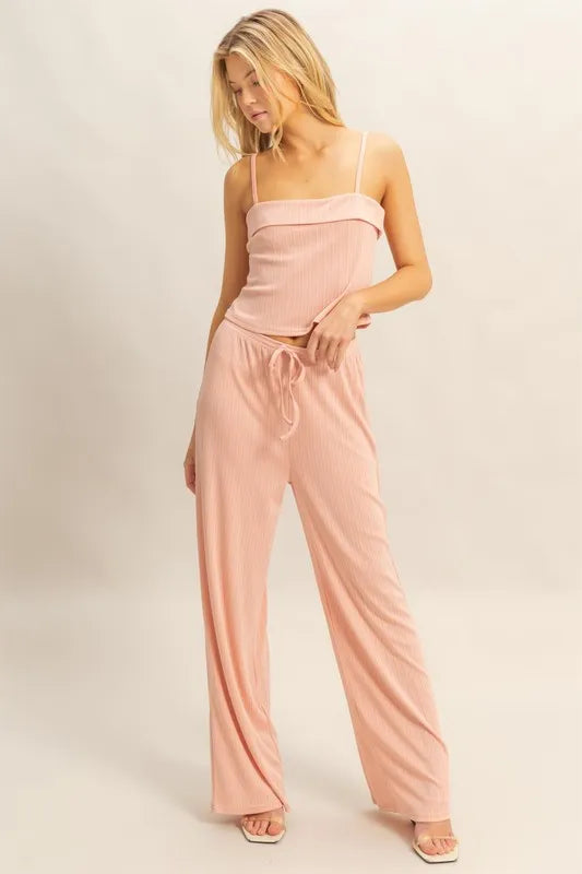 Soft Ribbed Camisole and Legging Set - EasyApparels