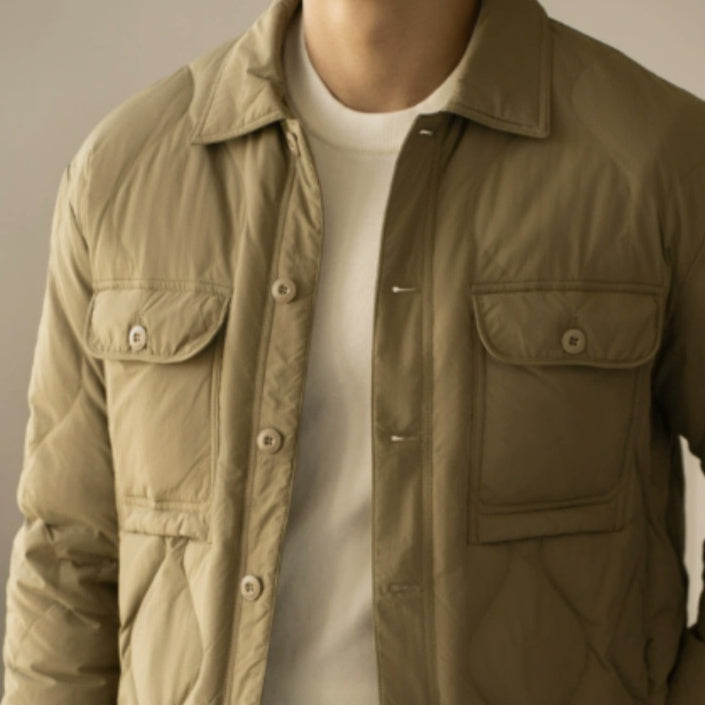 Slim Fit Men's Down Coat - Waterproof Nylon Jacket - Luxicro