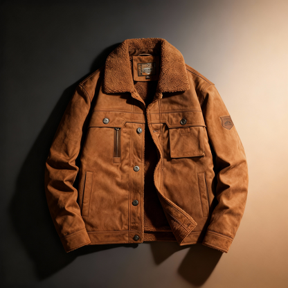 Warm Suede Leather Fleece Jacket