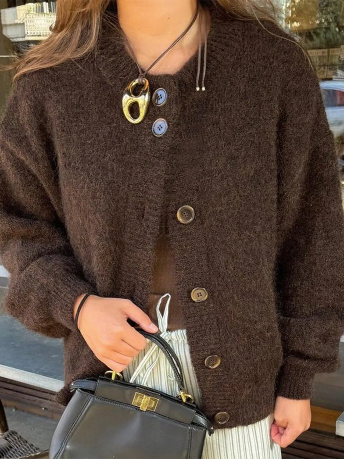 Classic Fit Long Sleeve Button Cardigan - EasyApparels