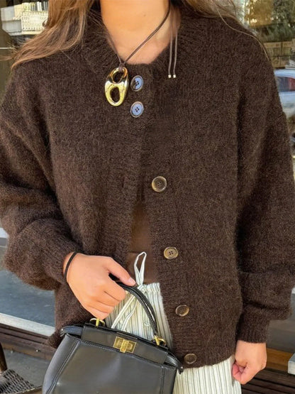 Classic Fit Long Sleeve Button Cardigan - EasyApparels