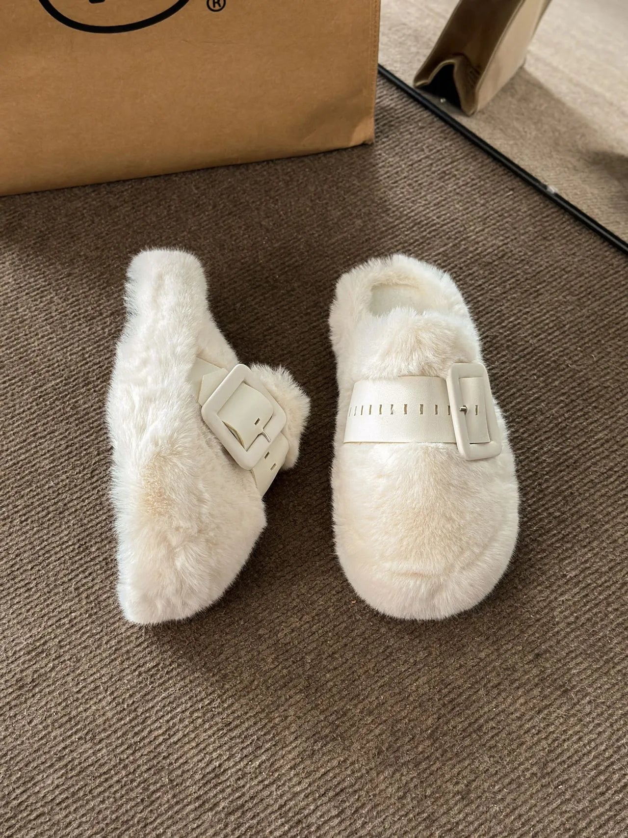 Plush Fuzzy Velcro Slippers