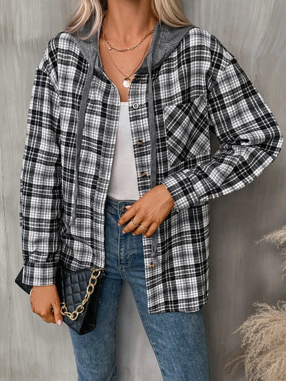 Checked Flannel Hoodie Shirt