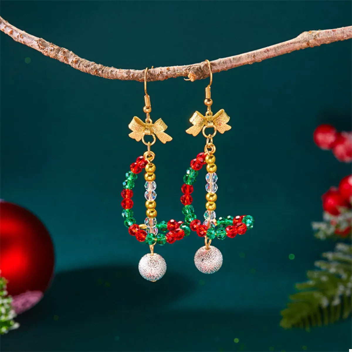 Luxurious Gold Tone Beaded Drop Earrings
