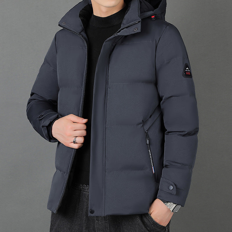 Comfortable Men's Padded Hoodie Coat - Casual Cotton Jacket