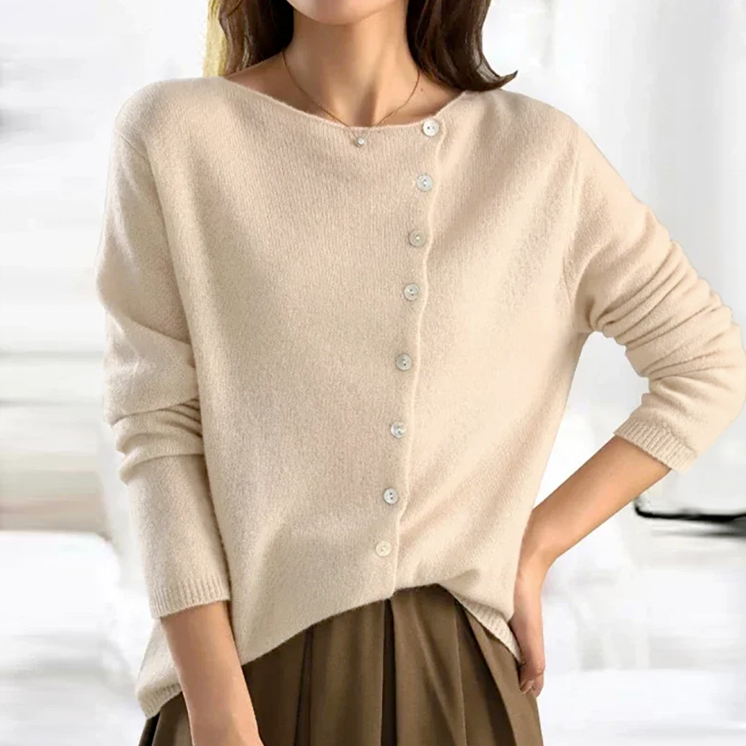 Comfy V-Neck Sweater with Soft Button Front