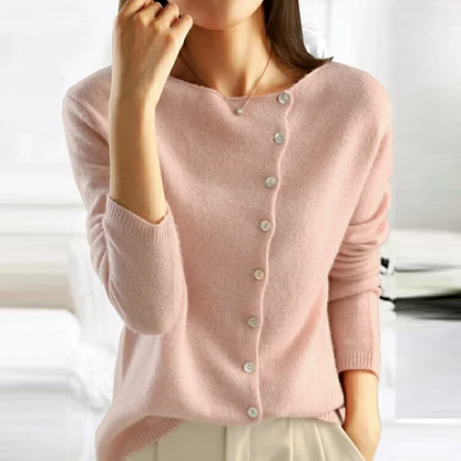Comfy V-Neck Sweater with Soft Button Front