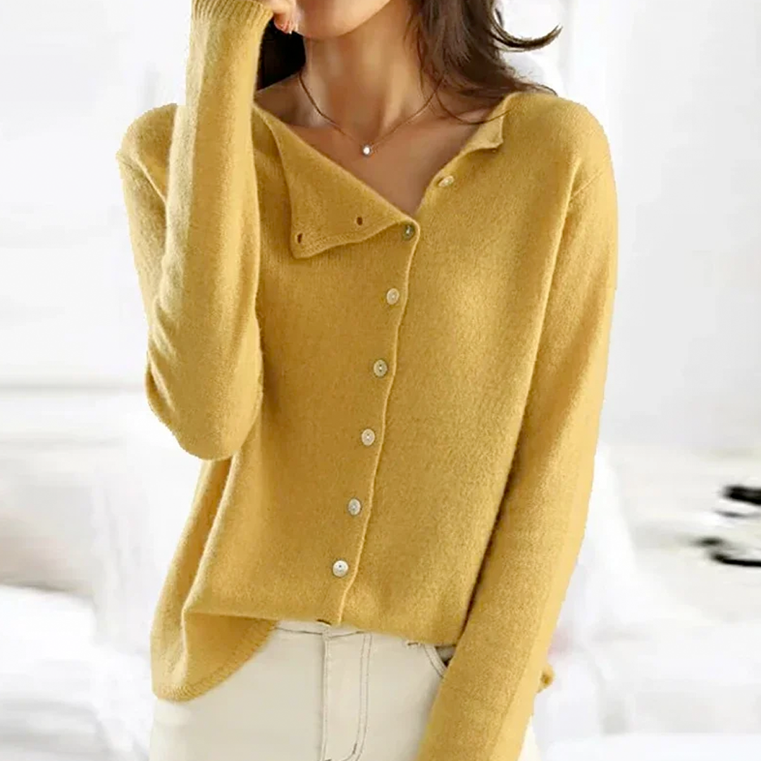 Comfy V-Neck Sweater with Soft Button Front
