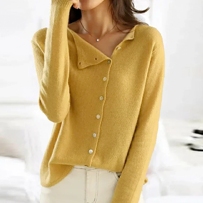 Comfy V-Neck Sweater with Soft Button Front