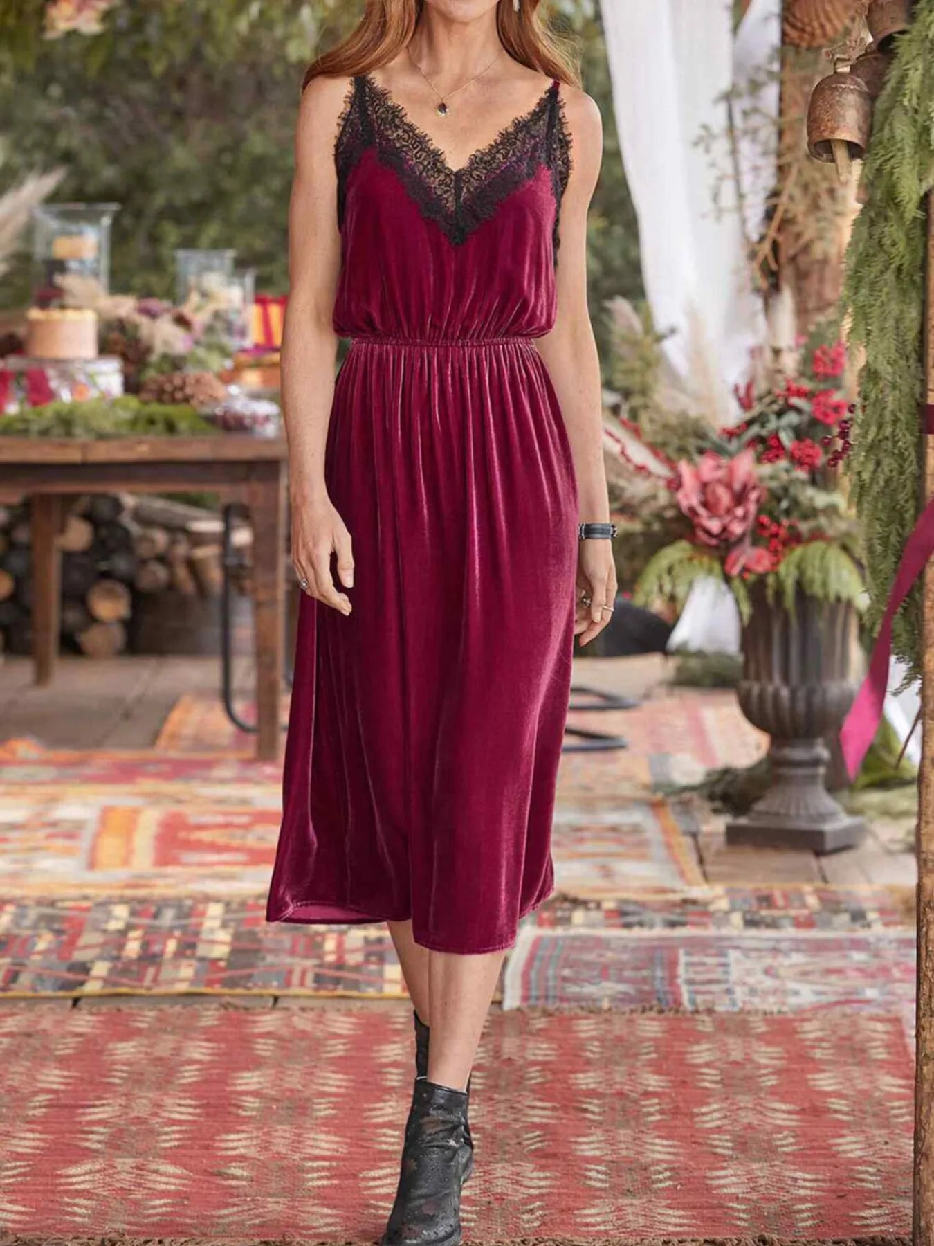 Soft Camisole Lace Trim Night Dress - EasyApparels