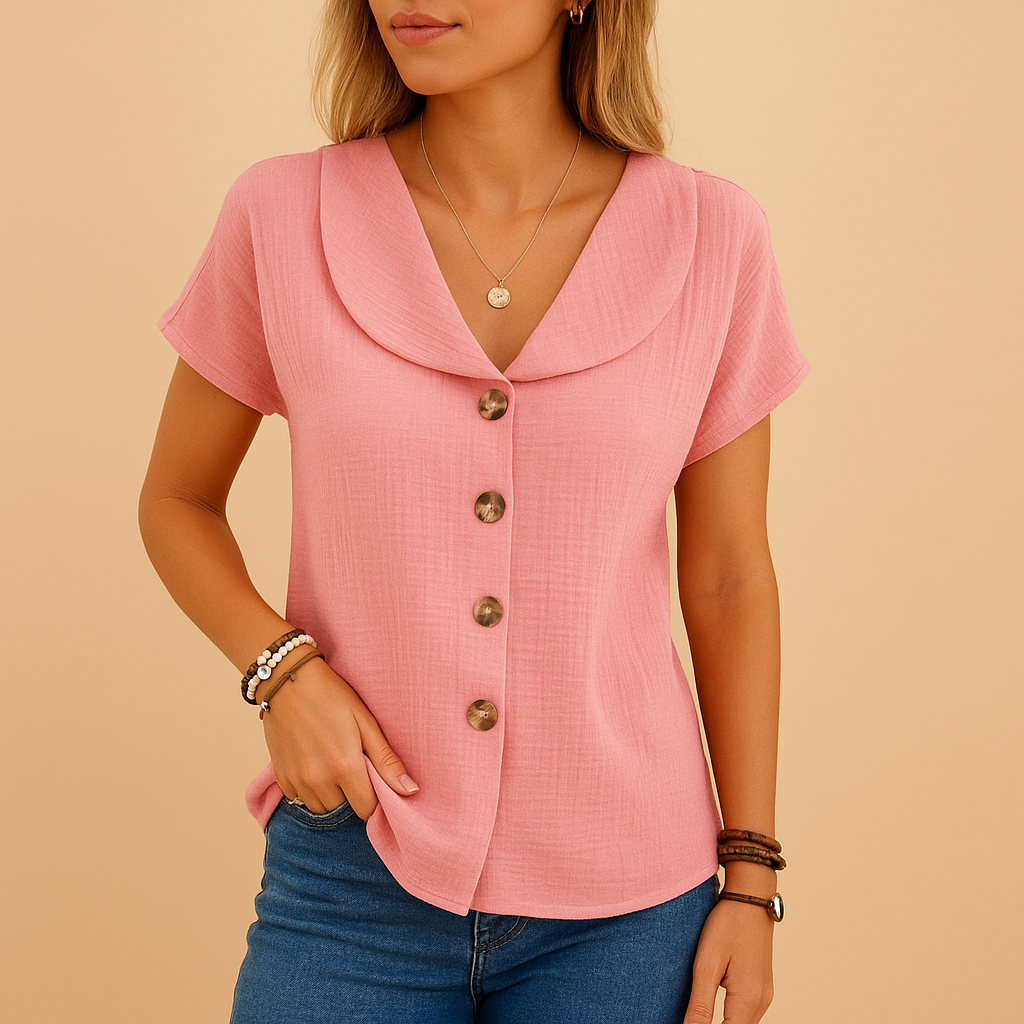 Ladies Button Down Shirt in Soft Breathable Fabric – Zessaly