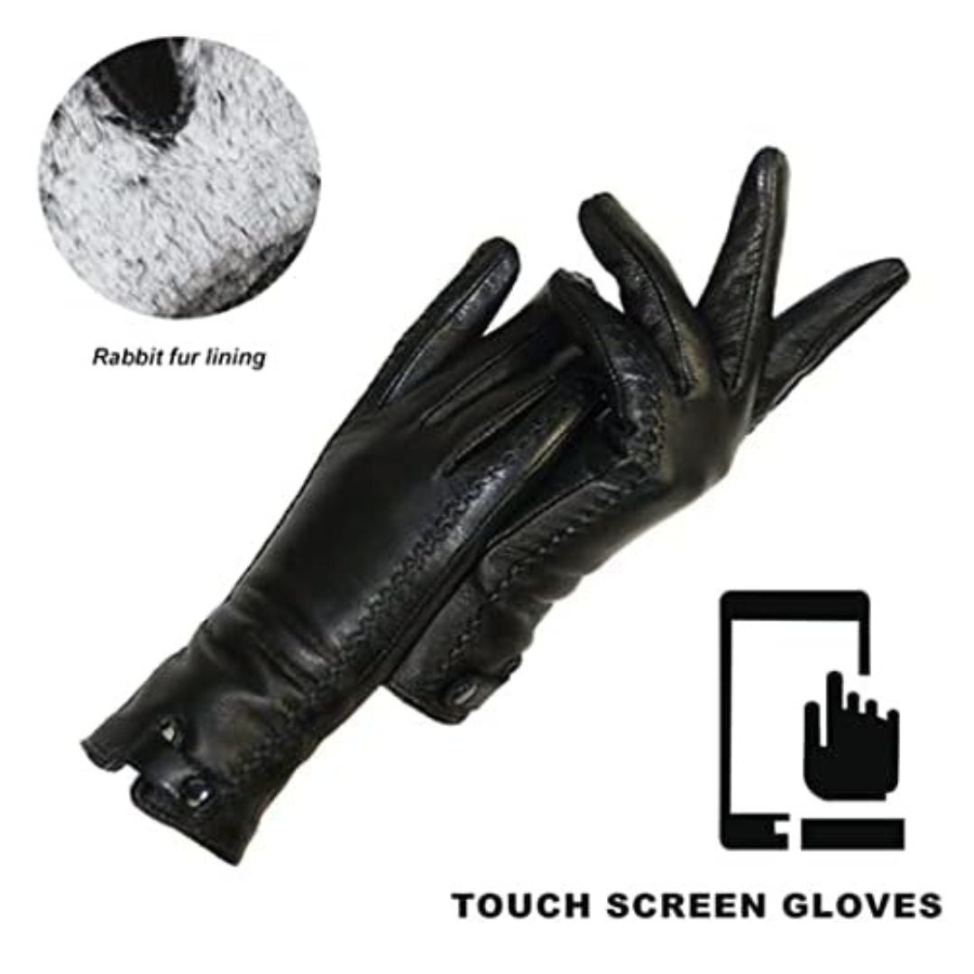 Soft Women's Leather Gloves - Fitted, Sheepskin Lined
