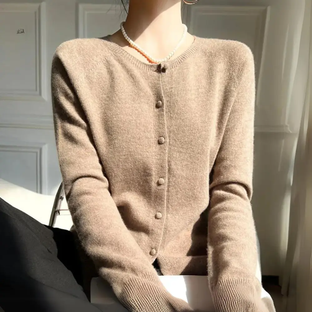 Soft Pink Ladies Open Front Cardigan